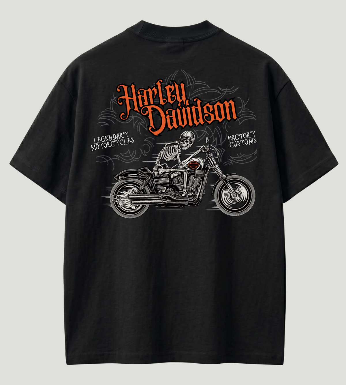 Harley-Davidson Oversized Graphic T-Shirt | 210 GSM Premium Cotton | Biker Streetwear Edition