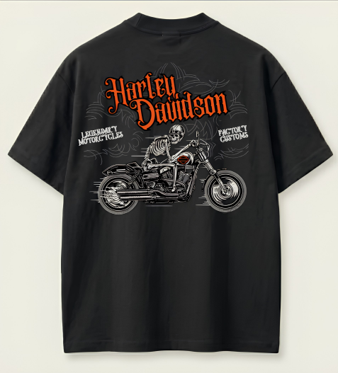 Harley-Davidson Oversized Graphic T-Shirt | 210 GSM Premium Cotton | Biker Streetwear Edition