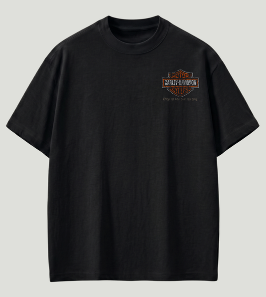 Harley-Davidson Oversized Graphic T-Shirt | 210 GSM Premium Cotton | Biker Streetwear Edition
