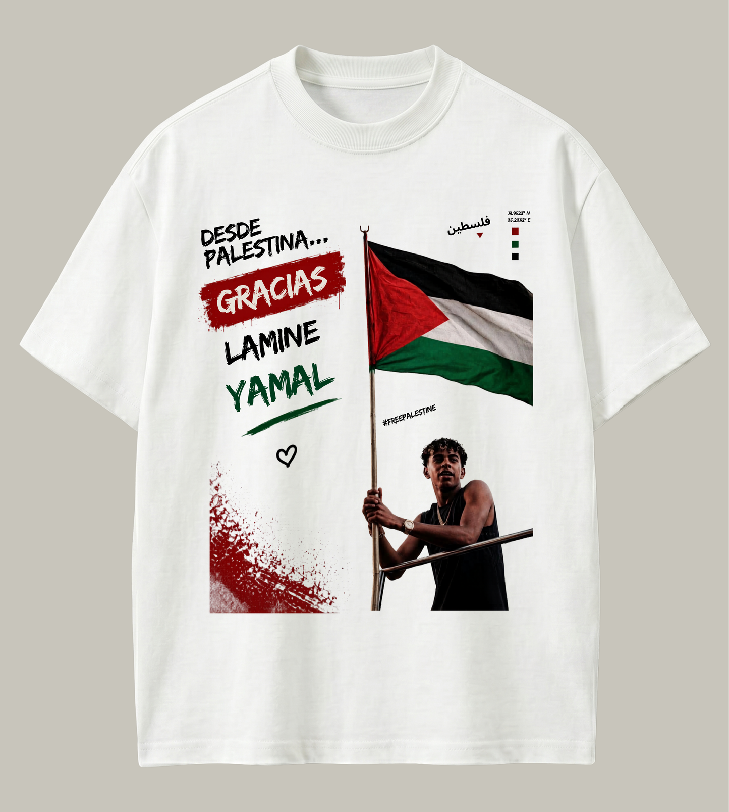 Palestine × Lamine Yamal Oversized T-Shirt | Football for Freedom Edition